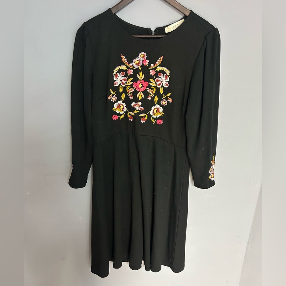 Loft embroidered dress, size 8